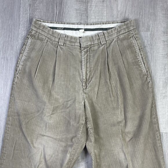 Vtg LL Bean Pants Mens 31X29 Khaki Classic Flat Front Straight Leg Corduroy P - Picture 2 of 13